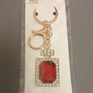 AJ Cornerstone Gold, Red Stone Parfume Decantered Bag Charm/Key Chain Accessory
